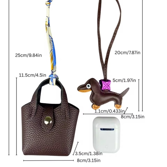 Black Dachshund Bag Charm Keychain with Pink Accent - Picture 2 of 5